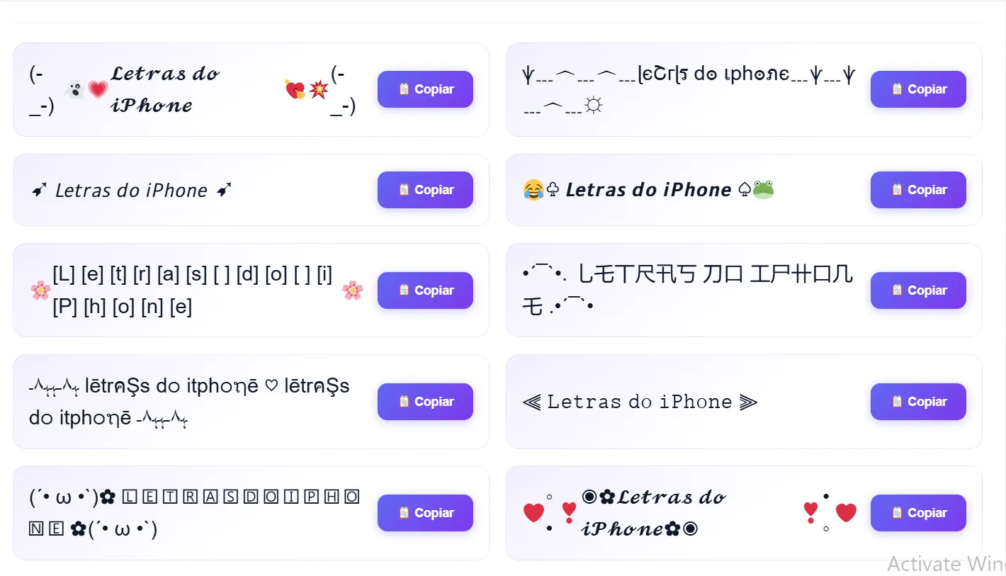 letras do iPhone