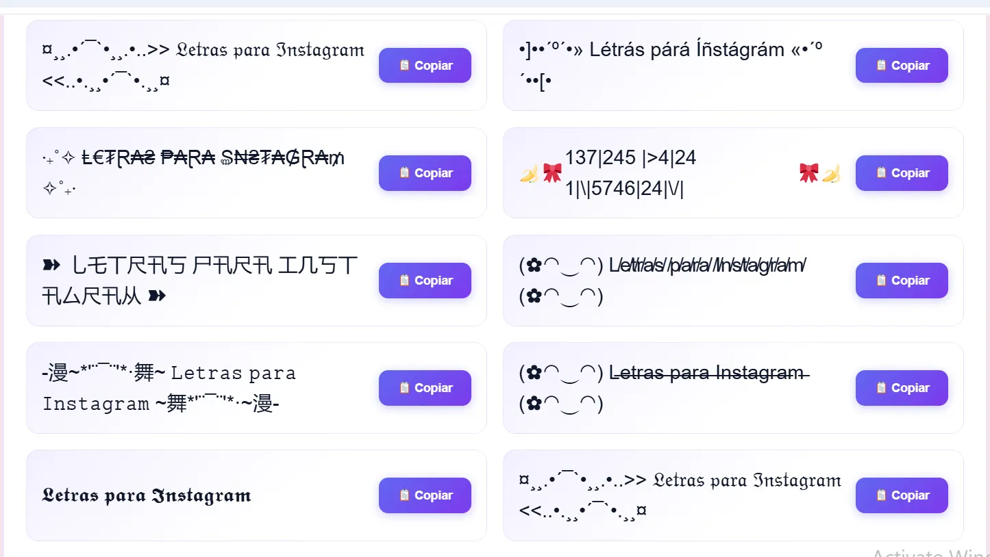 Letras para Instagram